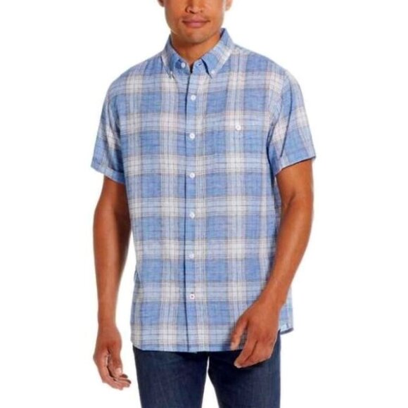 Weatherproof Vintage Short Sleeve Linen Woven Shirt Blue - Picture 1 of 5